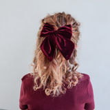 Mimi & Lula - Agnes Oversize Bows Red Tartan & Burgundy Velvet