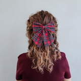 Mimi & Lula - Agnes Oversize Bows Red Tartan & Burgundy Velvet