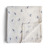 Mushie - Swaddle Organic Cotton Muslin - Whales