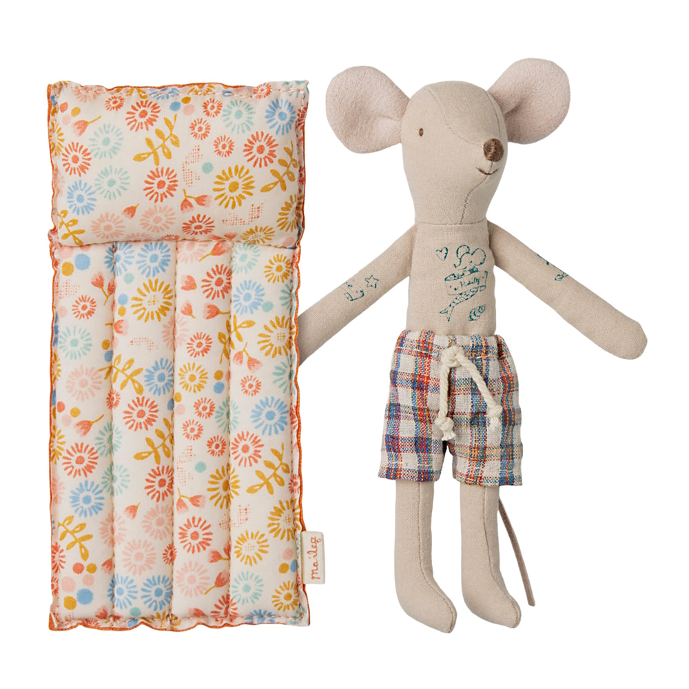 Maileg - Beach Mouse Dad with Air Mattress - Flower