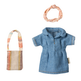 Maileg - Denim Dress & Bag - Mum Mouse