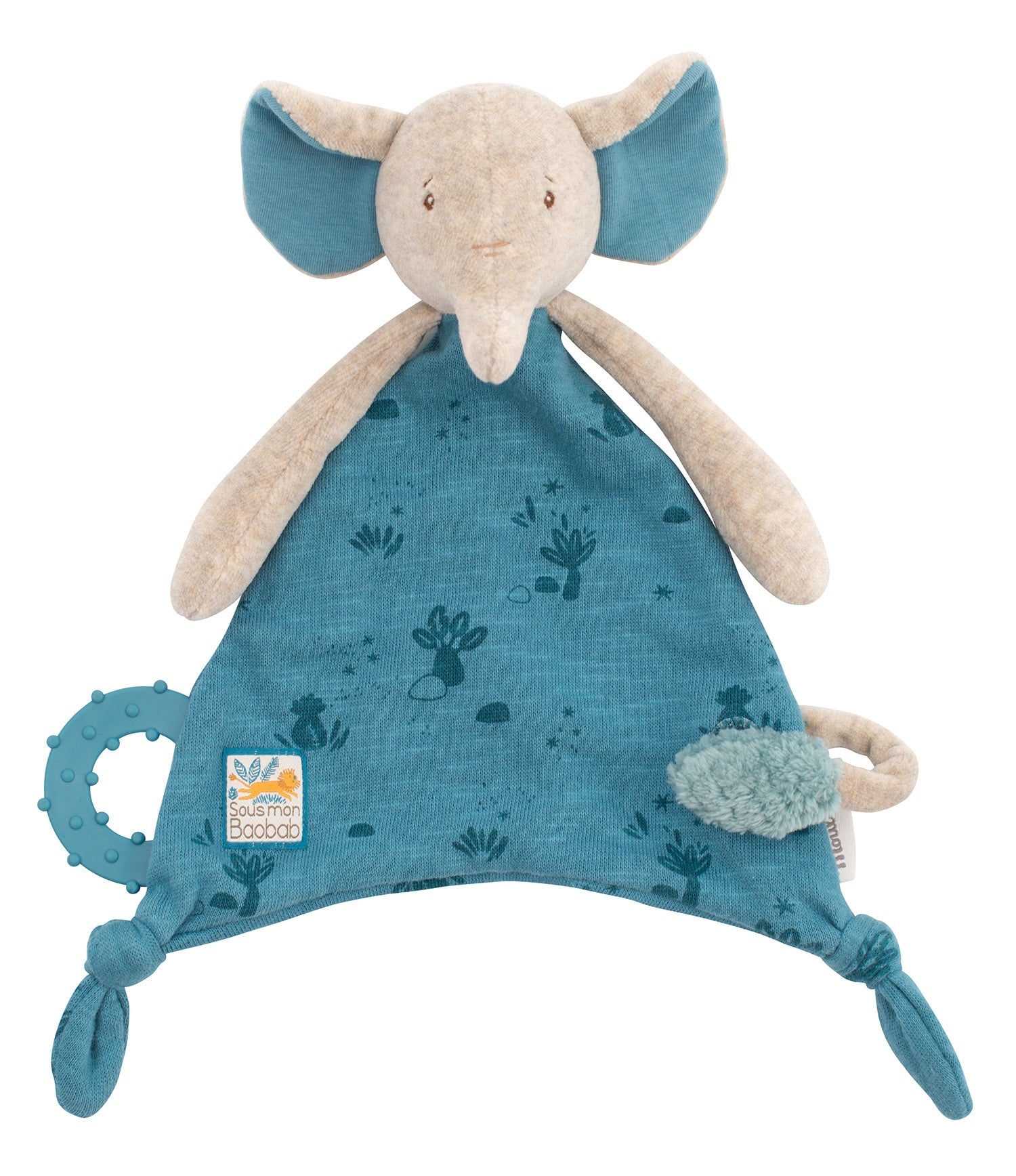 Moulin Roty - Sous Mon Baobab - Elephant Comforter With Pacifier Holder