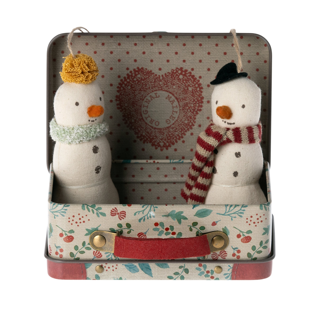 MAILEG - SNOWMAN ORNAMENTS IN CHRISTMAS SUITCASE