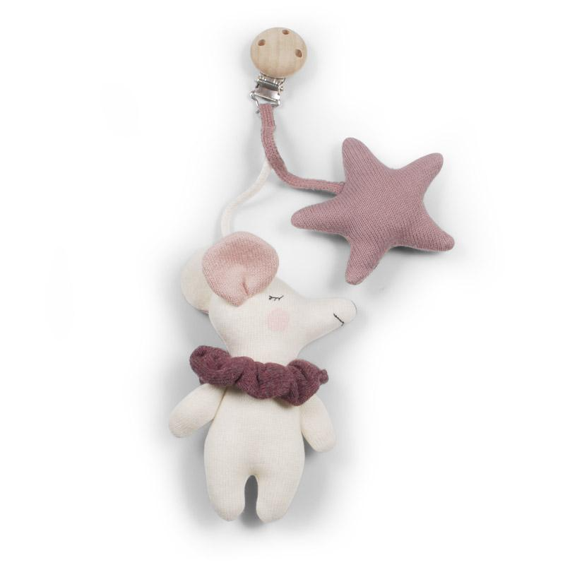 Mouse Pram Toy - Rose Cream