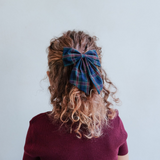 Mimi & Lula - Agnes Oversize Bows Green Tartan & Forest Green Velvet
