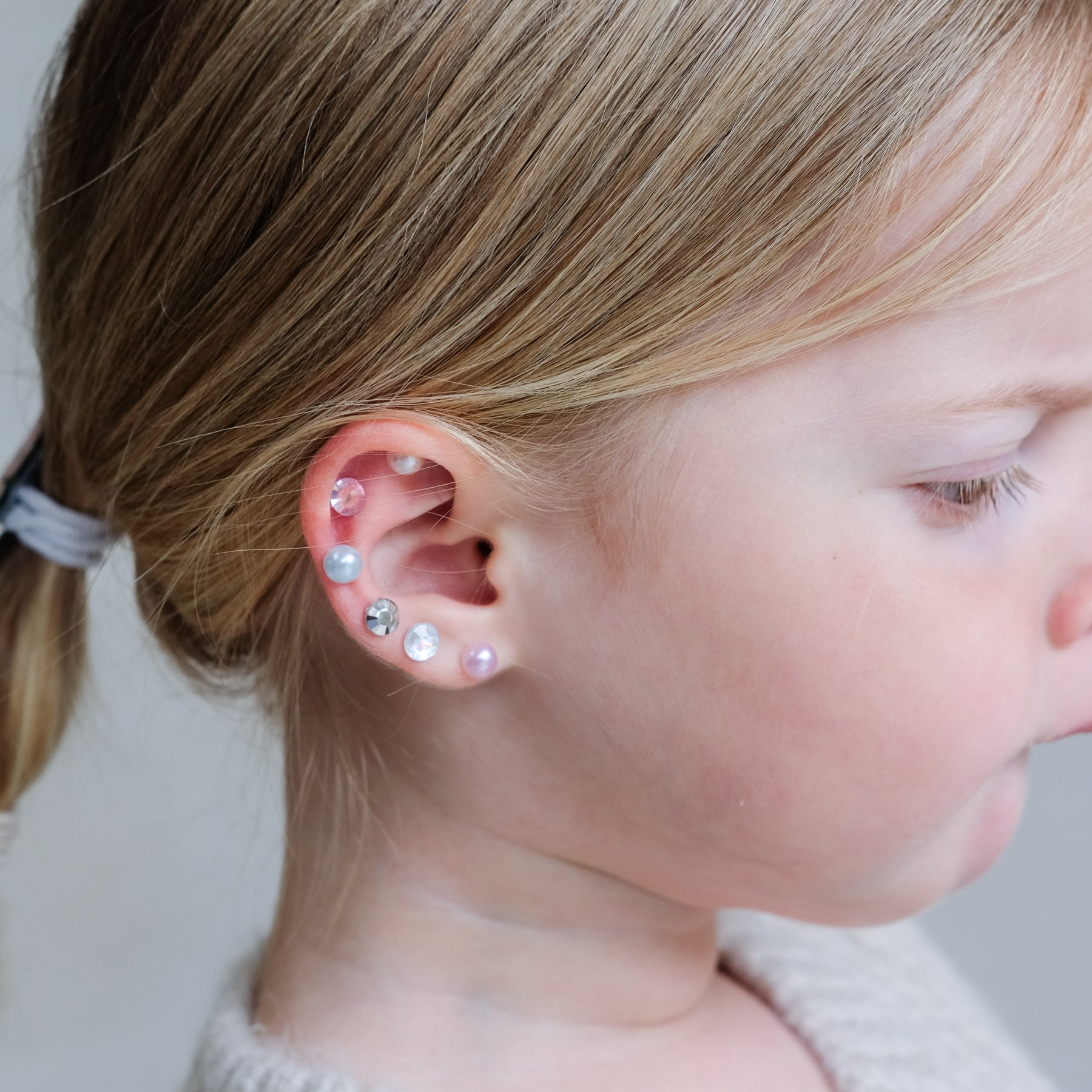 Mimi & Lula - Pink Gem & Pearl Stick On Earrings