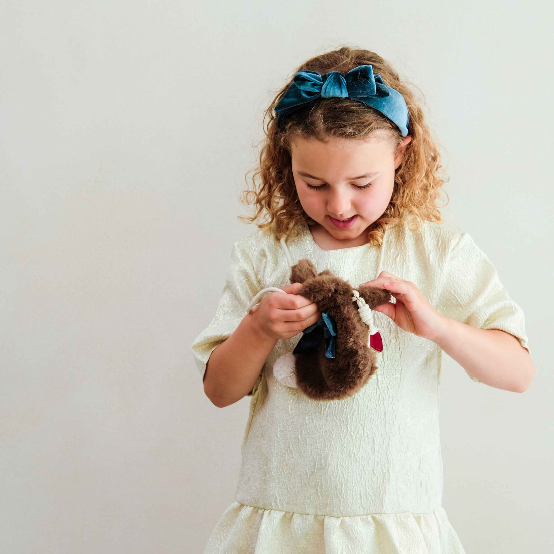 Mimi & Lula - Teal Velvet Edie Bow  Headband