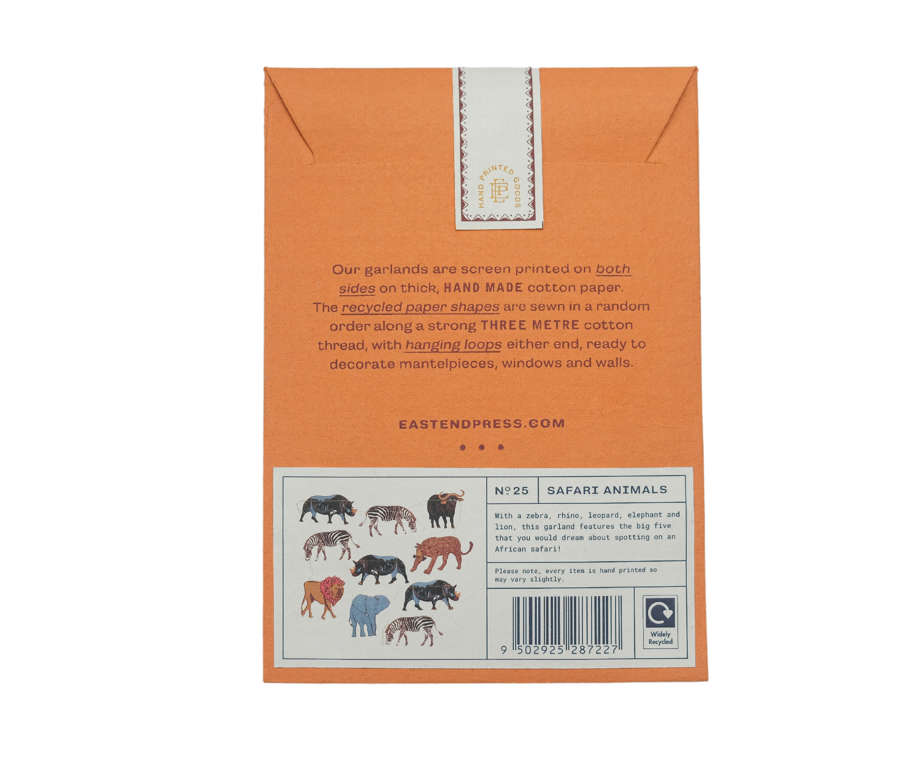 East End Press - Safari Animals Sewn Garland