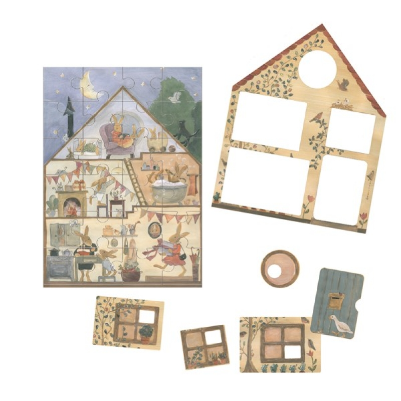 Multi Layer Puzzle - Rabbits In A House