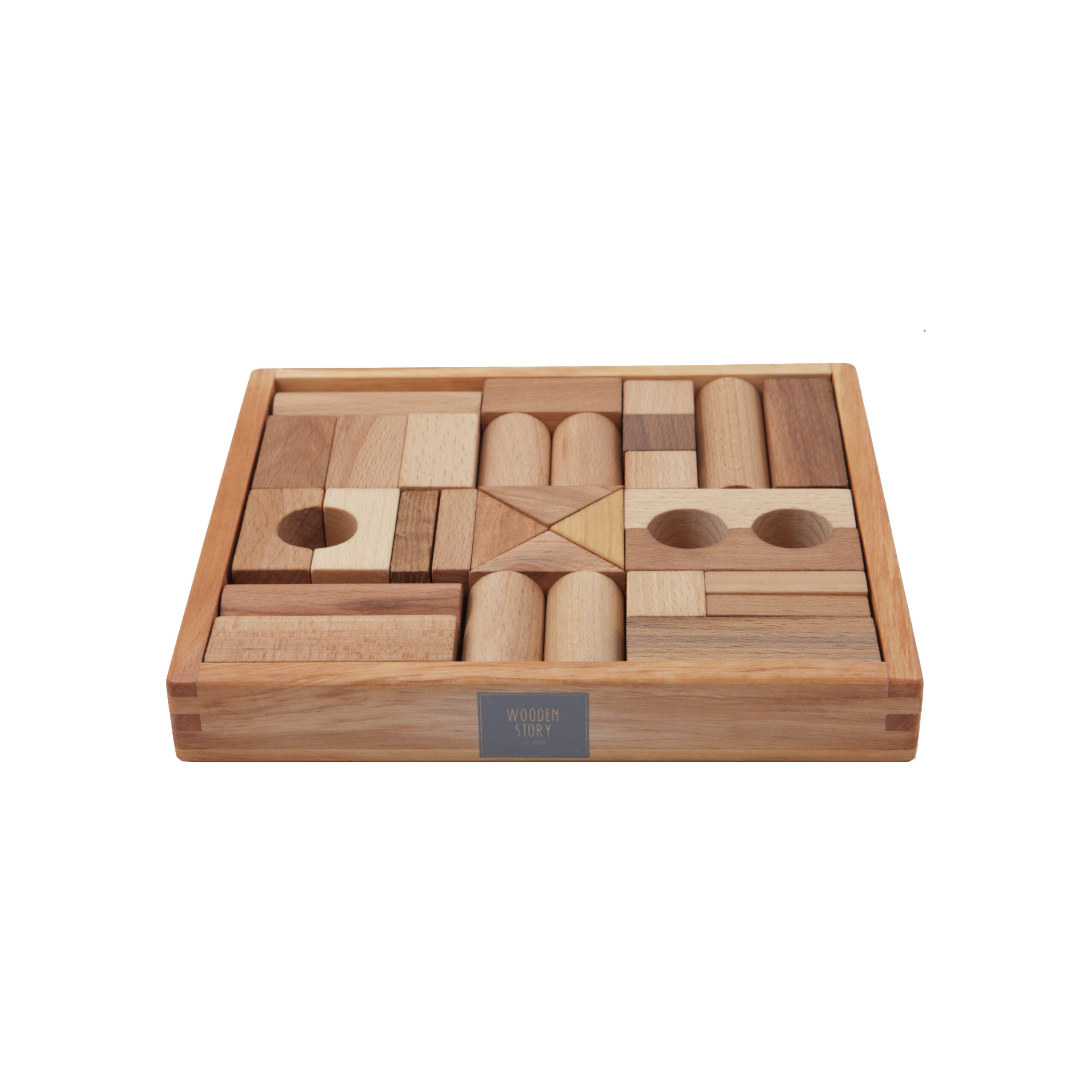 Wooden Story - Natural Blocks in Tray - 30 piece