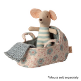 Maileg - Carry Cot Baby Mouse - Blue