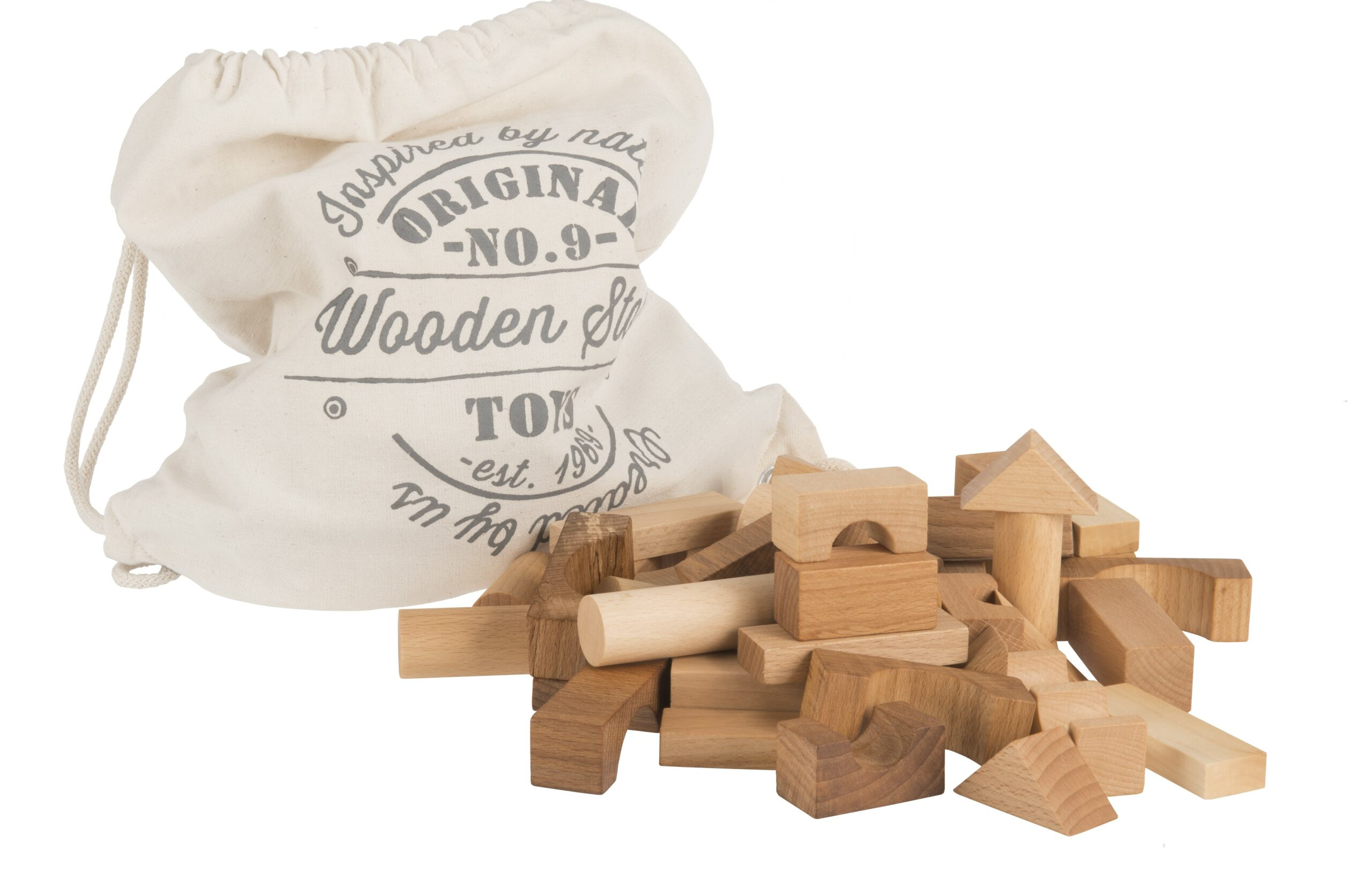 Wooden Story - Natural Blocks in Sack - 100 piece