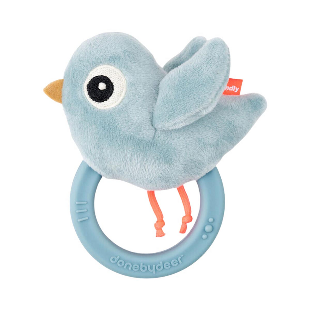 Rattle Teether Birdee - Blue