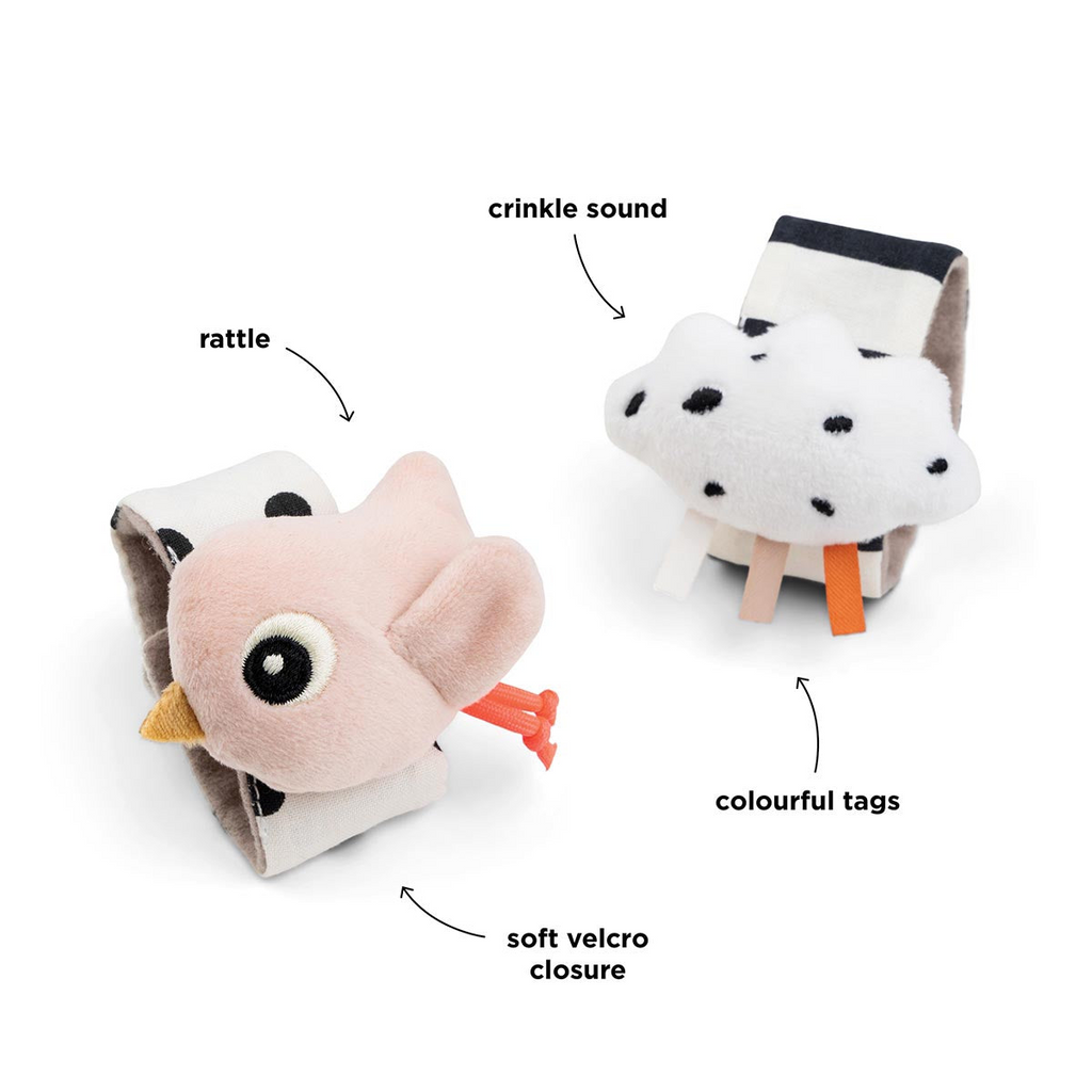 Wrist Rattle 2pc - Clouds Blue