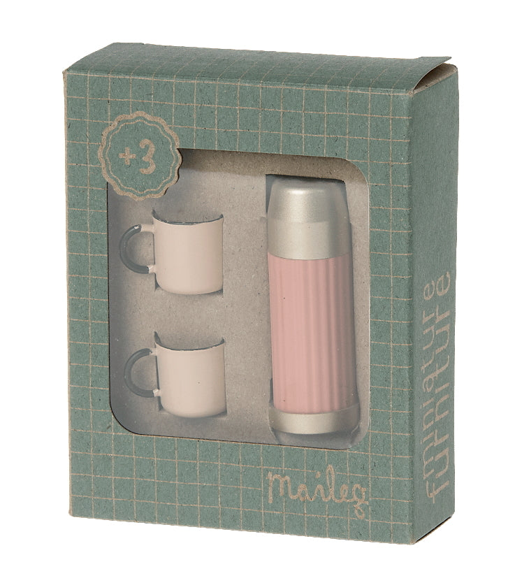 Maileg - Miniature Thermos & Cups - Coral