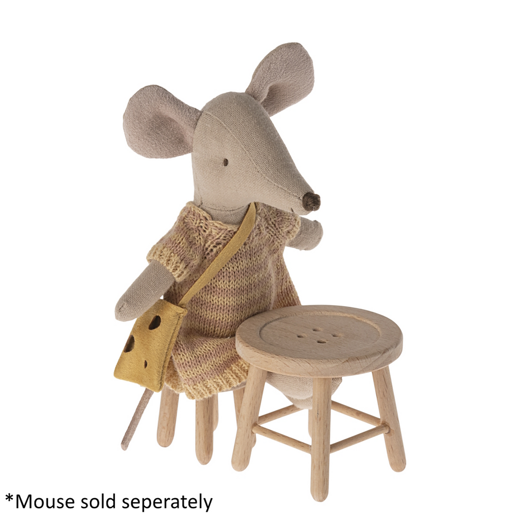 MAILEG - TABLE AND STOOL SET MOUSE *PRE ORDER DUE LATE JUNE*
