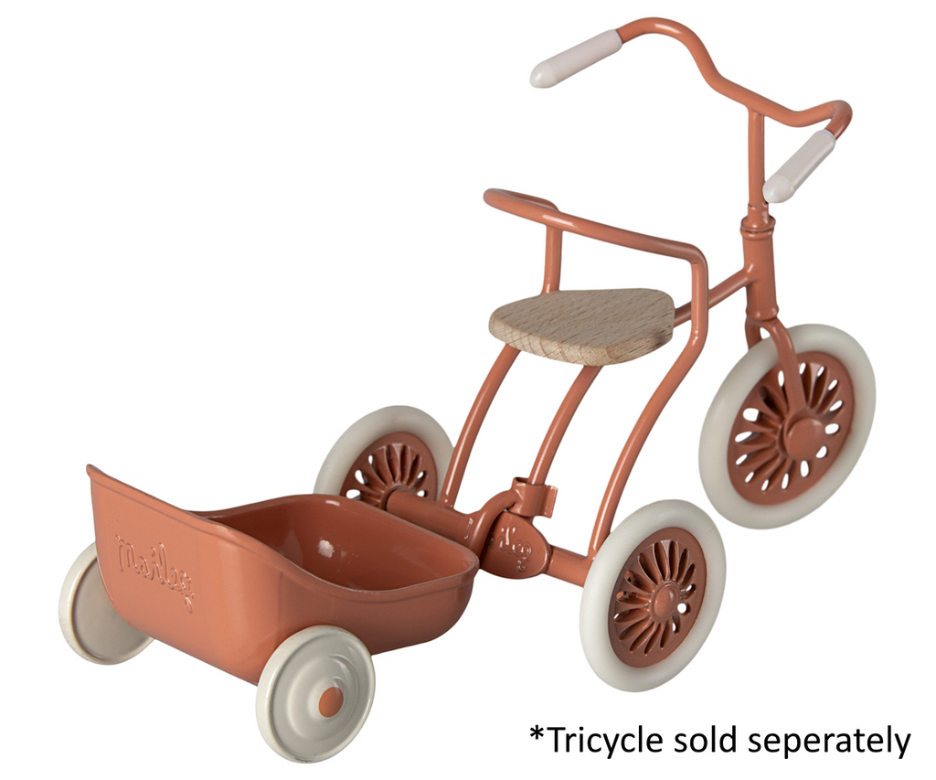 MAILEG - TRICYCLE TRAILER MOUSE - CORAL