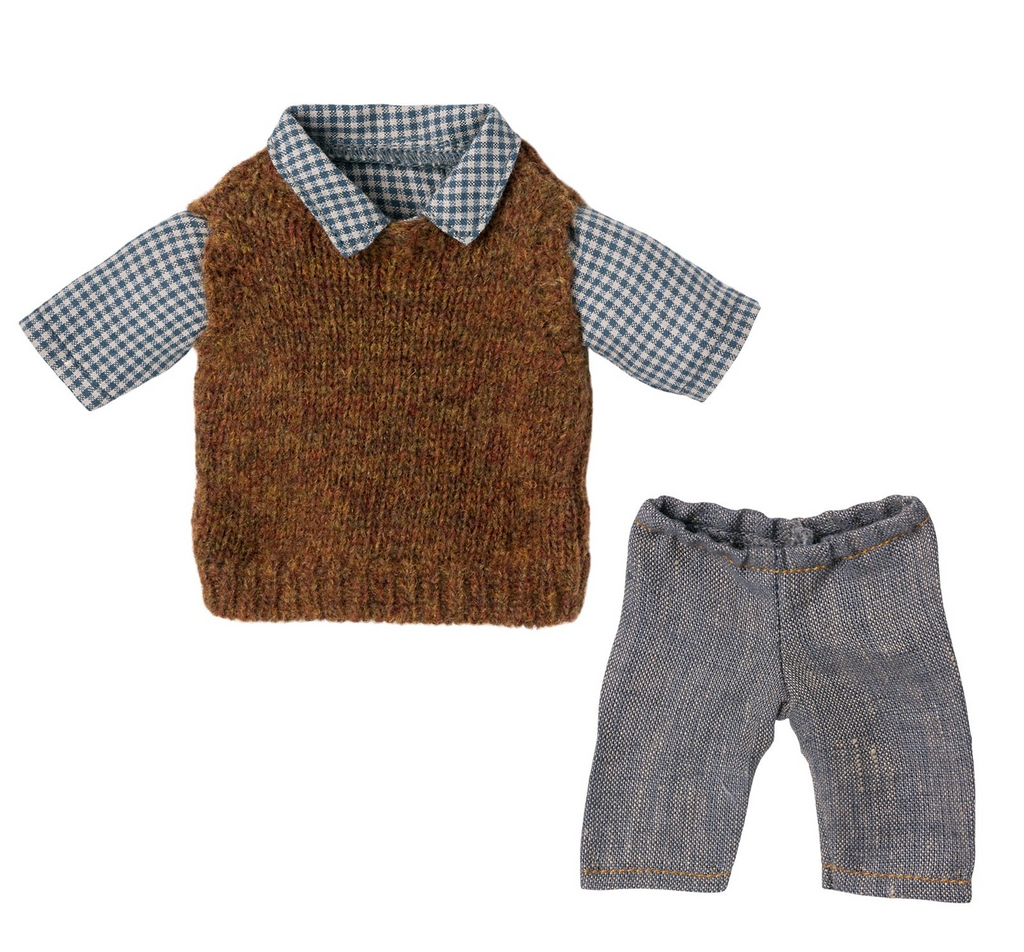 MAILEG - SHIRT, PULLOVER & PANTS FOR TEDDY DAD