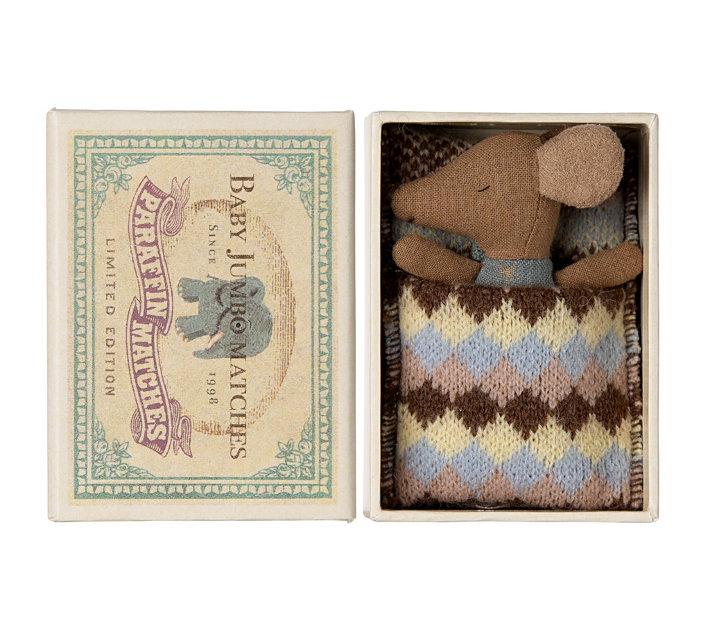 Maileg - Sleepy Wakey Baby Mouse In Blue Box