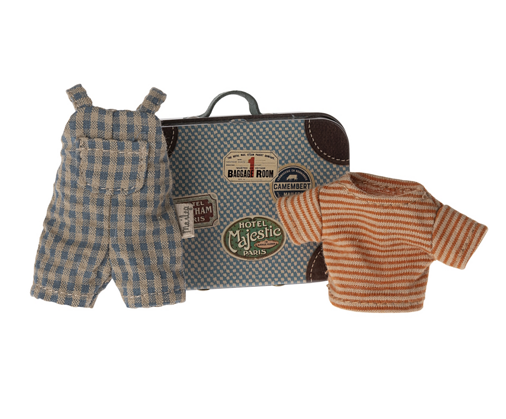 MAILEG - OVERALLS & SHIRT IN SUITCASE BIG BROTHER *PRE ORDER DUE LATE APRIL*