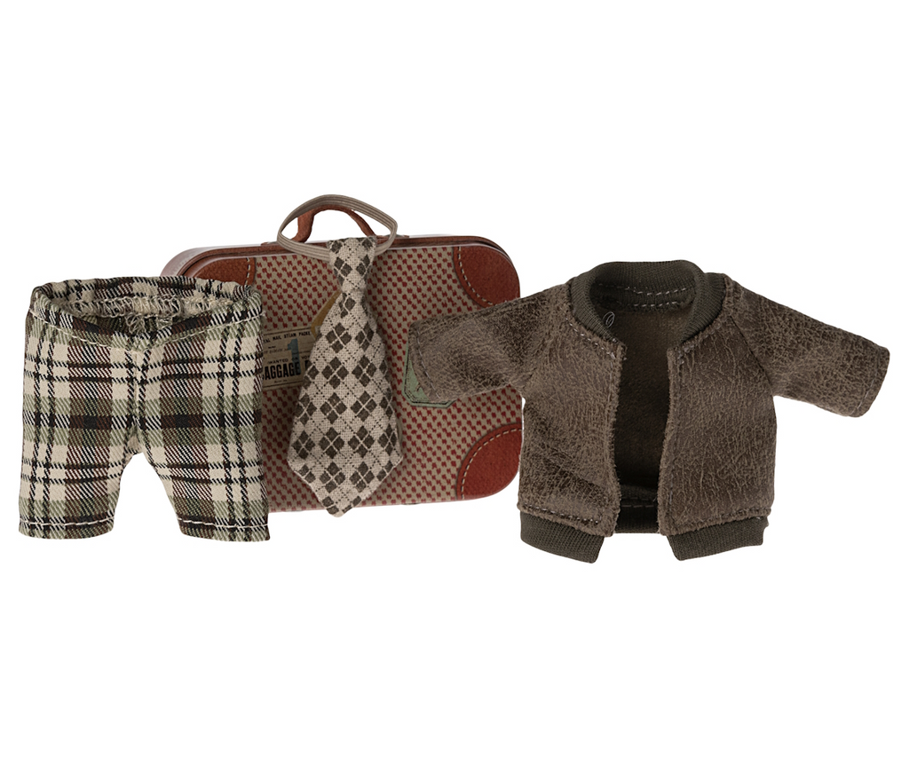 Maileg - Jacket, Pants & Tie In Suitcase Grandpa Mouse