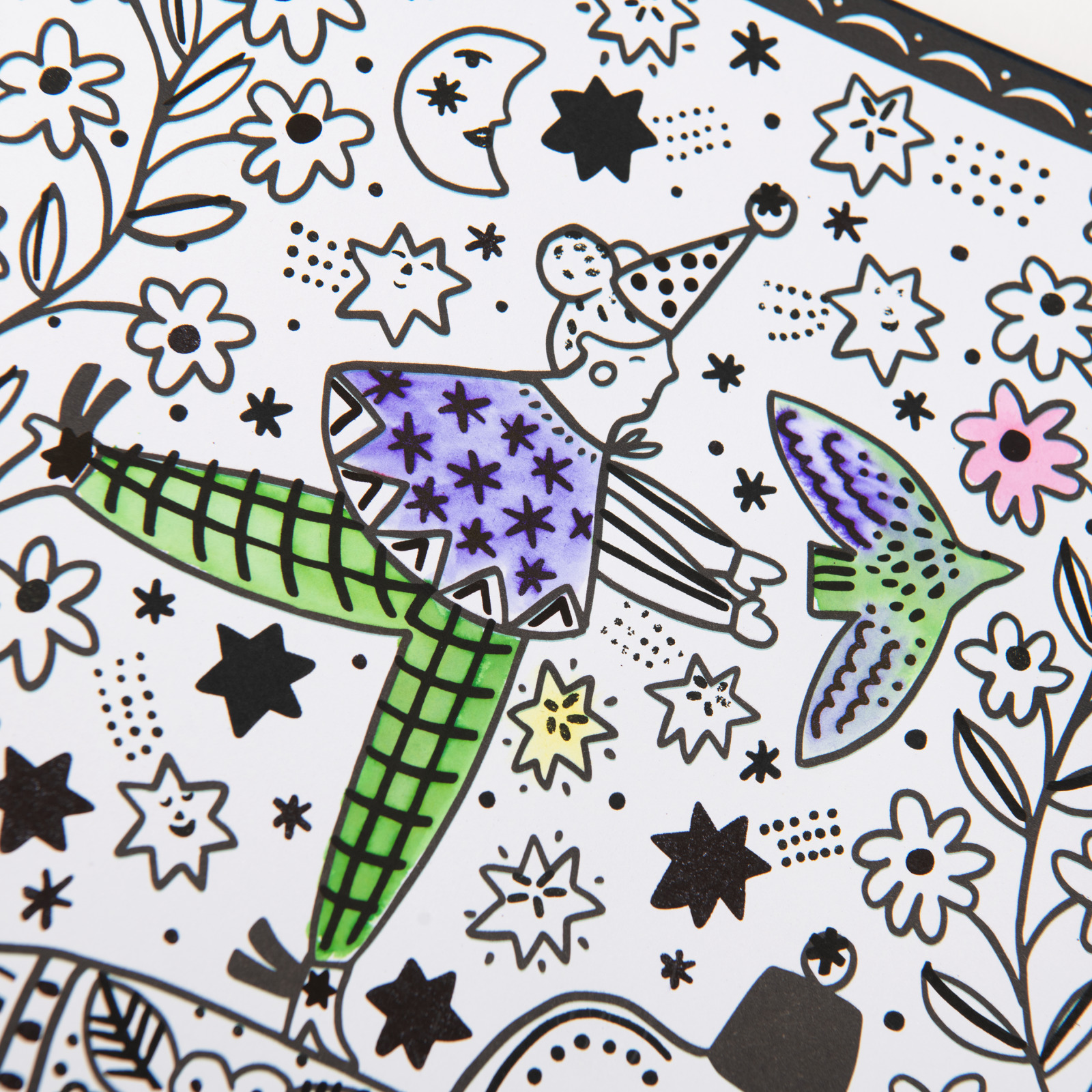 Moulin Roty - Les Cométes Filantes - Watercolour Colouring Book