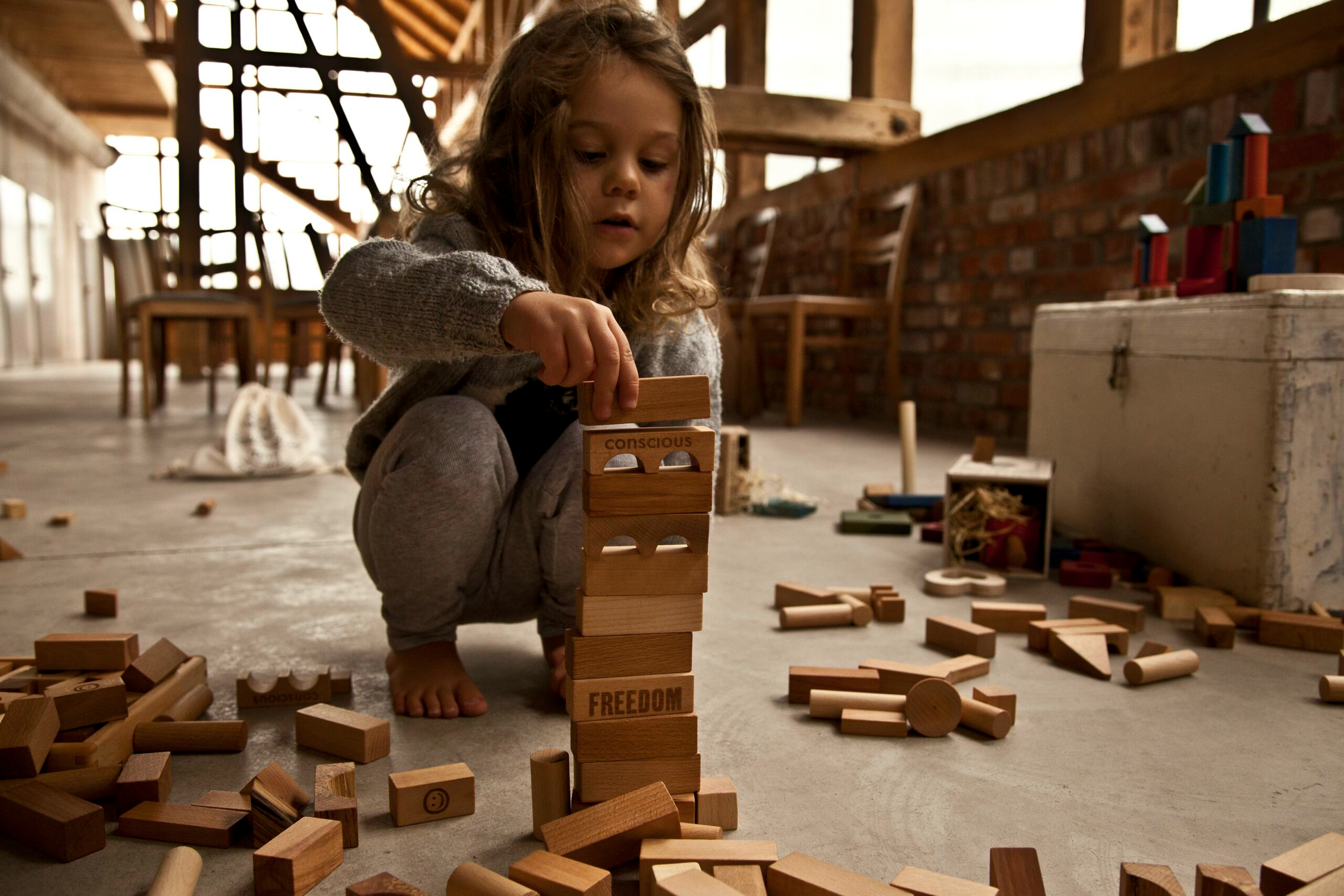 Wooden Story - Natural Blocks in Sack - 100 piece
