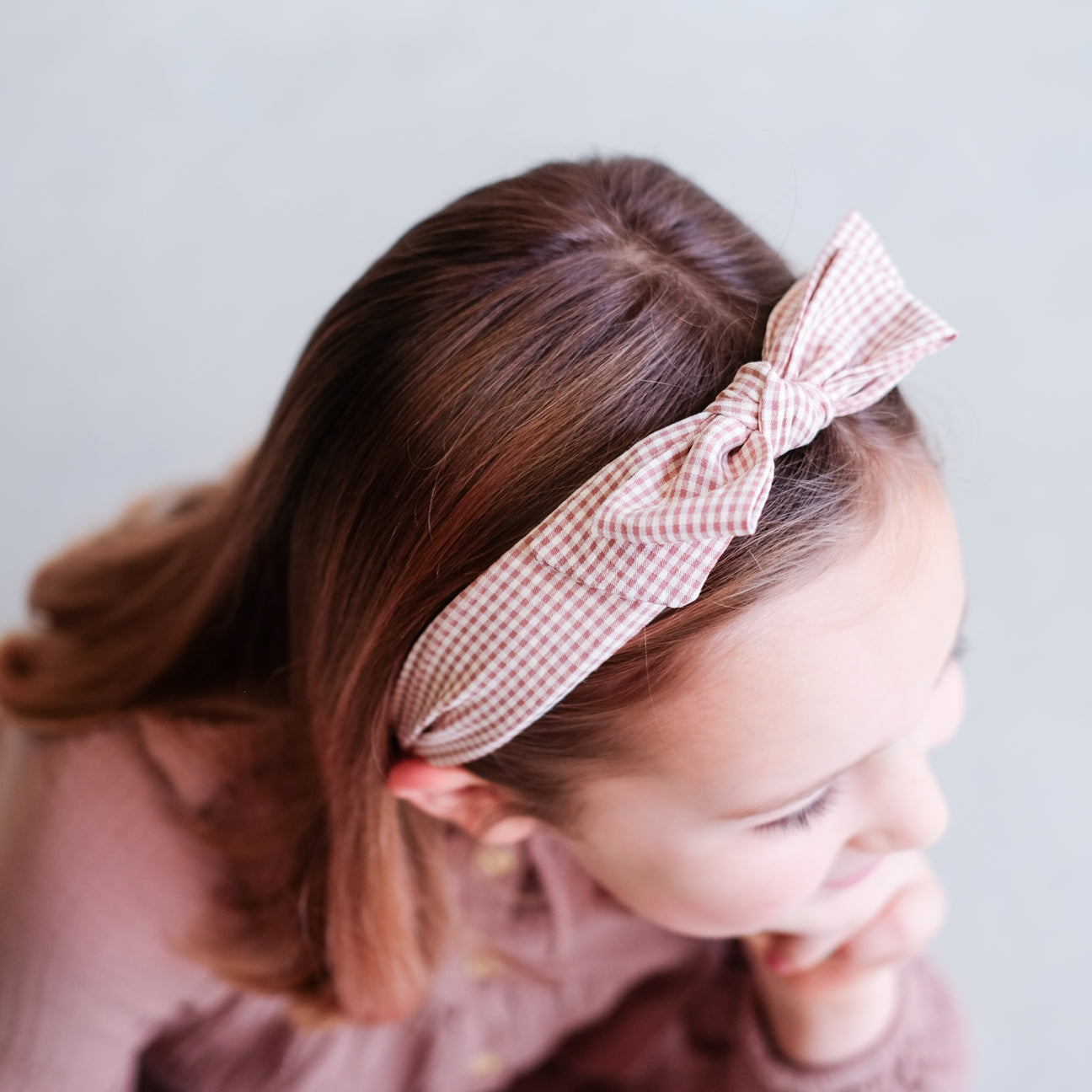 Mimi & Lula - Peach Gingham Edie Bow Alice Band