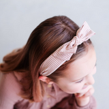 Mimi & Lula - Peach Gingham Edie Bow Alice Band