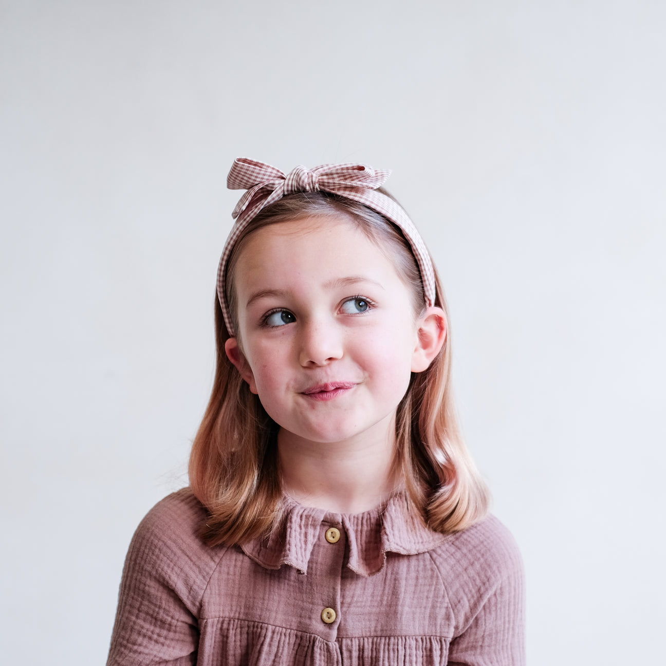 Mimi & Lula - Peach Gingham Edie Bow Alice Band