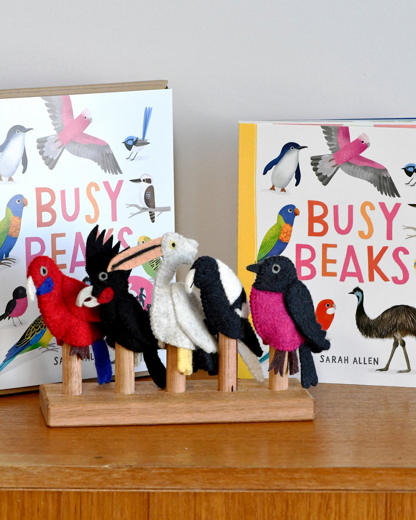 Tara Treasures - Busy Beaks Finger Puppets & Book Set