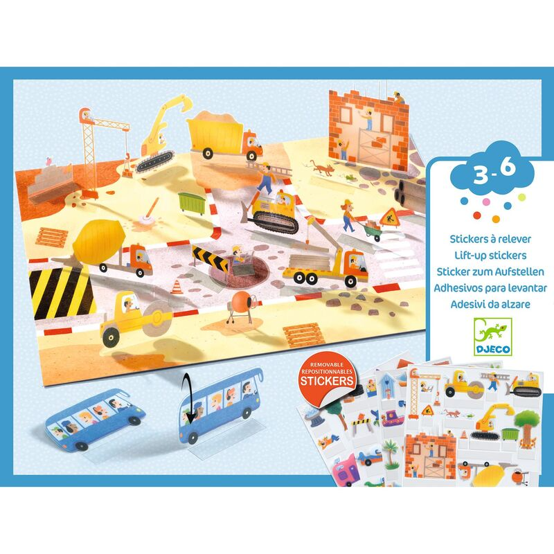Djeco - Vehicles 80 pc Lift-Up Stickers