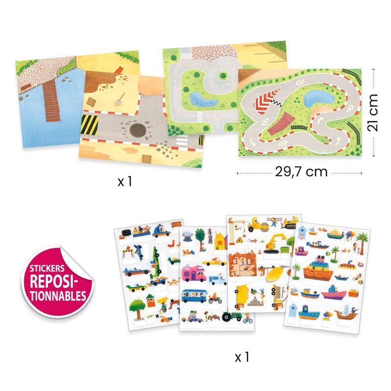Djeco - Vehicles 80 pc Lift-Up Stickers