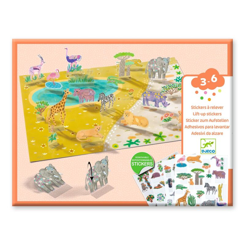 Djeco - Animals 80 pc Lift-Up Stickers