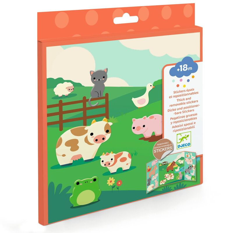 Djeco - Repositionable Stickers - Farm Animals