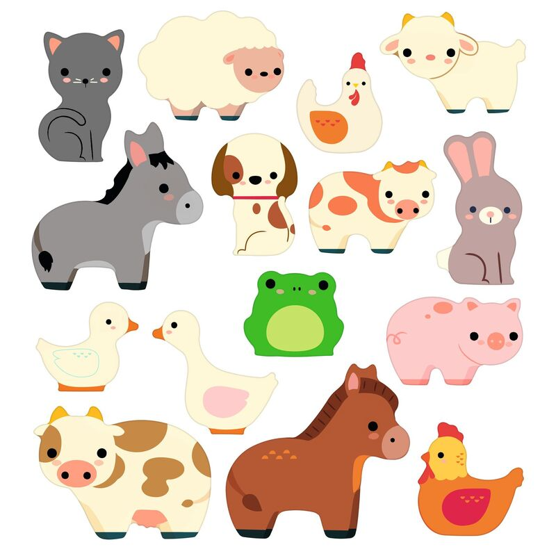 Djeco - Repositionable Stickers - Farm Animals