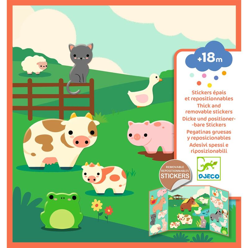 Djeco - Repositionable Stickers - Farm Animals