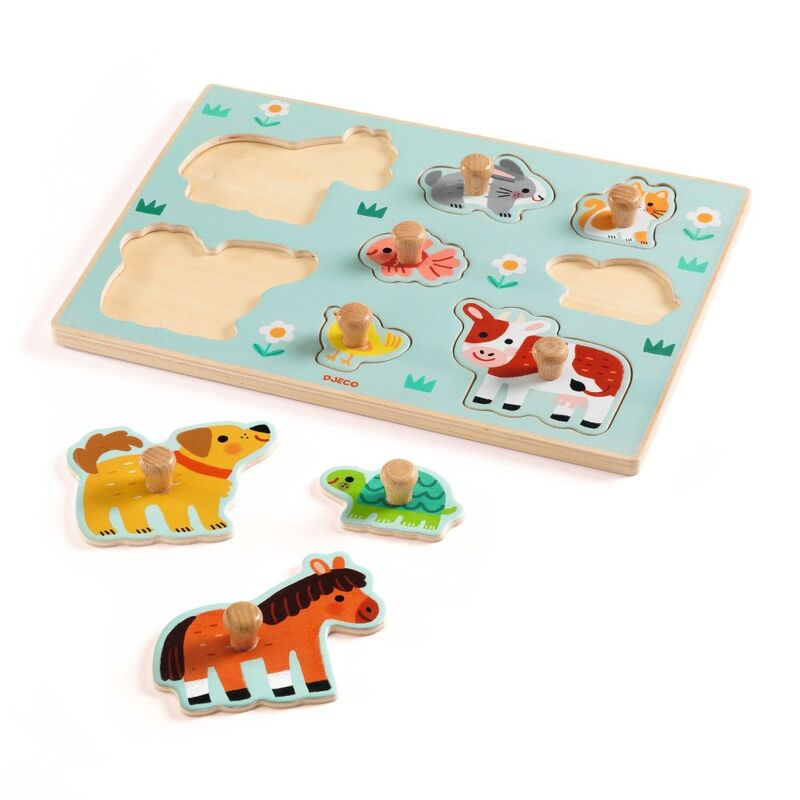 Djeco - Dog 'n' Co 8 Piece Wooden Farm Animal Puzzle