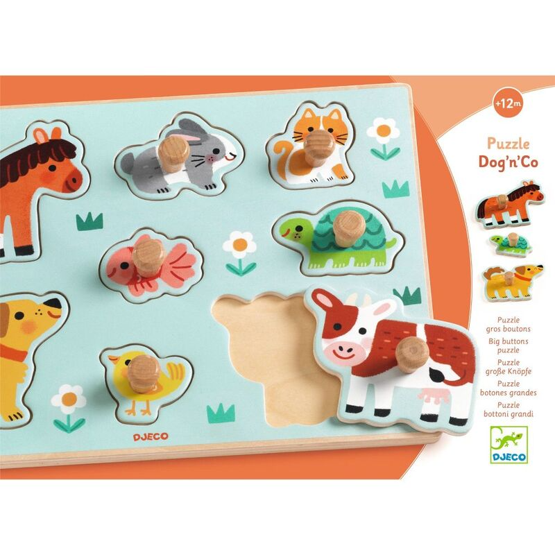 Djeco - Dog 'n' Co 8 Piece Wooden Farm Animal Puzzle