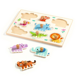 Djeco - Hippo 'n' Co 8pc Wooden Wild Animal Puzzle