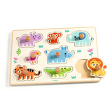 Djeco - Hippo 'n' Co 8pc Wooden Wild Animal Puzzle