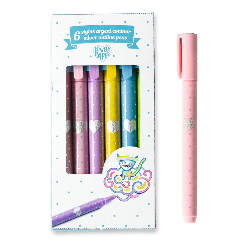Djeco - Silver Outline Pens - 6PC