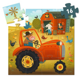 Djeco - 16pc Silhouette Puzzle - The Tractor