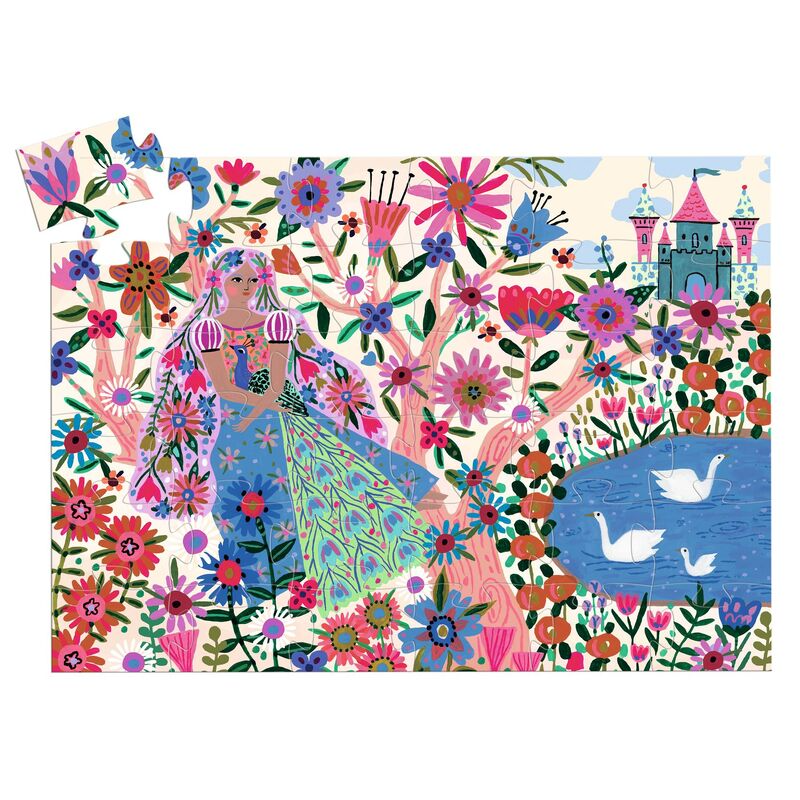 SILHOUETTE PUZZLE 36PC - THE PRINCESS & HER PEACOCK