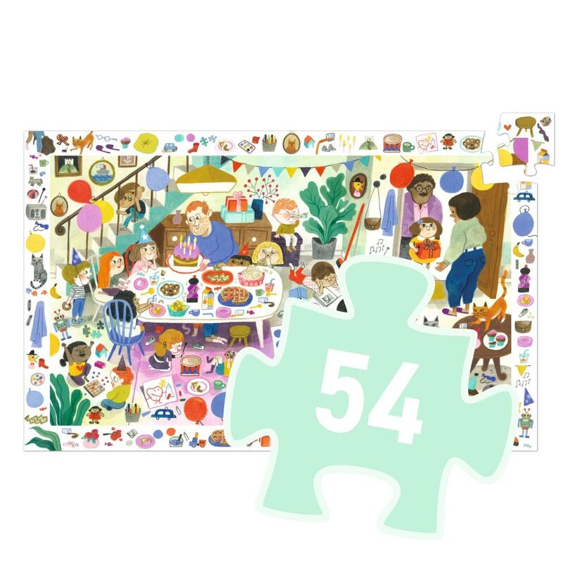 Djeco - Observation Puzzle 54pc - Birthday Party
