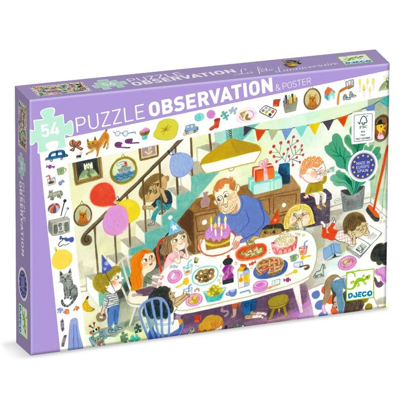 Djeco - Observation Puzzle 54pc - Birthday Party