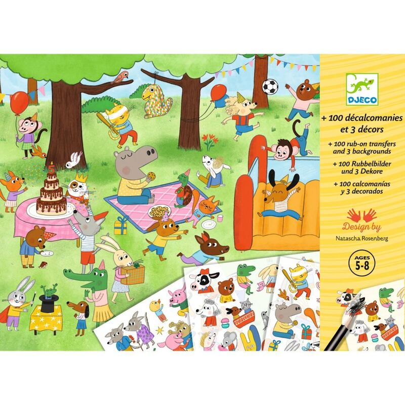 Djeco - Party Time! 100 Decals & 3 Backgrounds