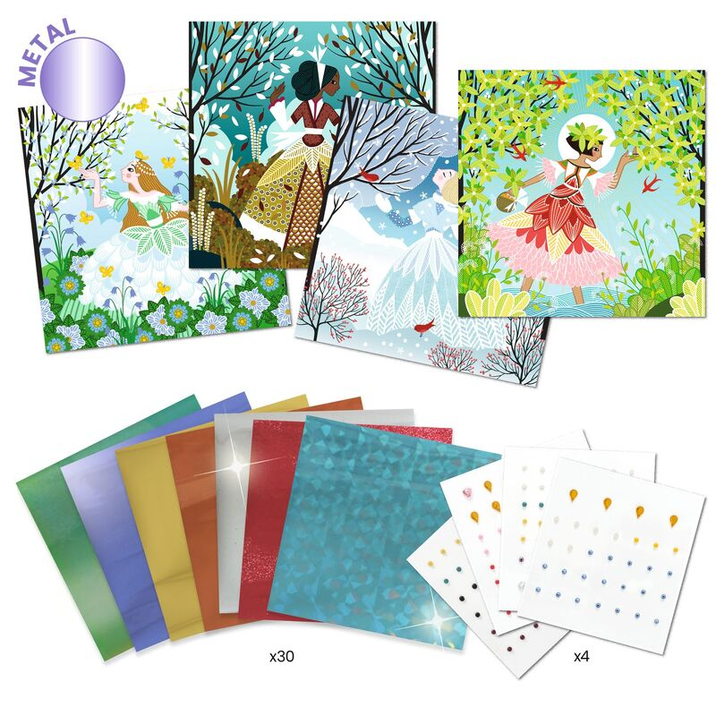 Djeco Dresses in Seasonal Colours Foil Art Craft Set