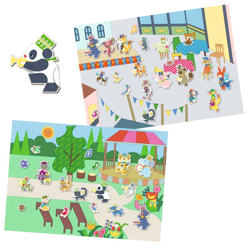 Djeco - Reusable Puffy Sticker Set - Fanfare
