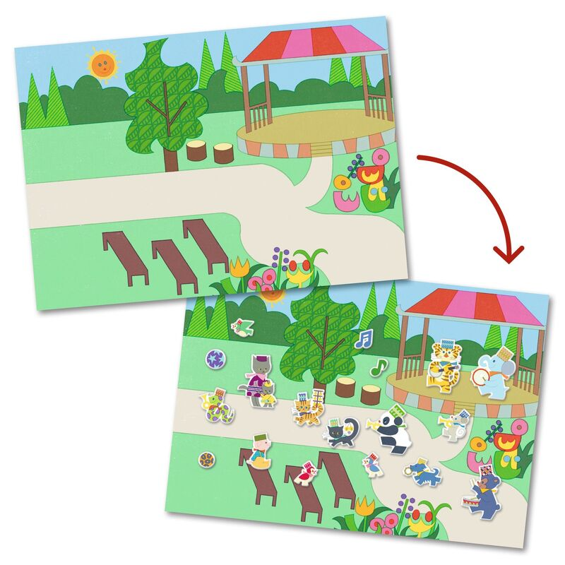 Djeco - Reusable Puffy Sticker Set - Fanfare
